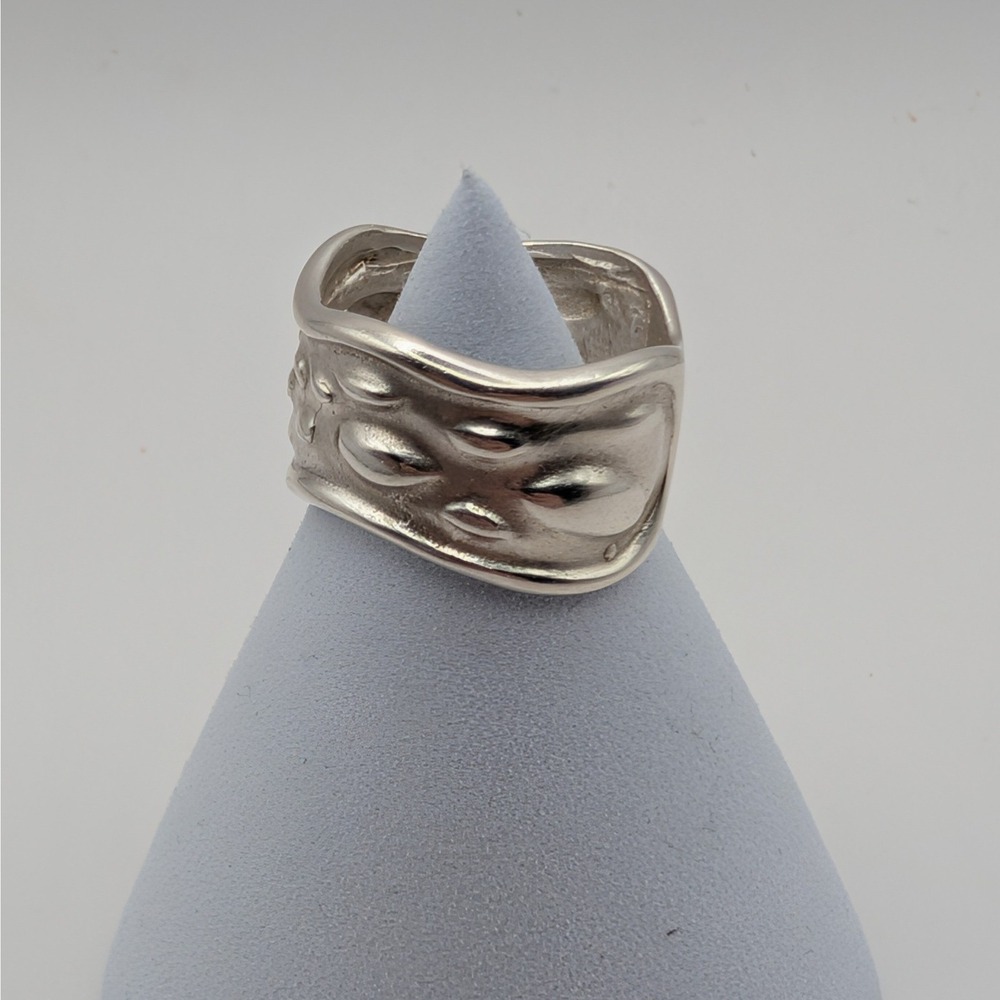 Taxco 925 Sterling Silver Wide Textured Organic Band Ring Size 6.5 6.4g - Picture 3 of 10